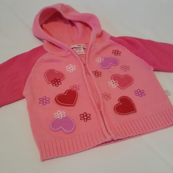 ⬇️ Pink Hearts Knit Zippered Hooded Jacket 9 - Picture 3 of 5